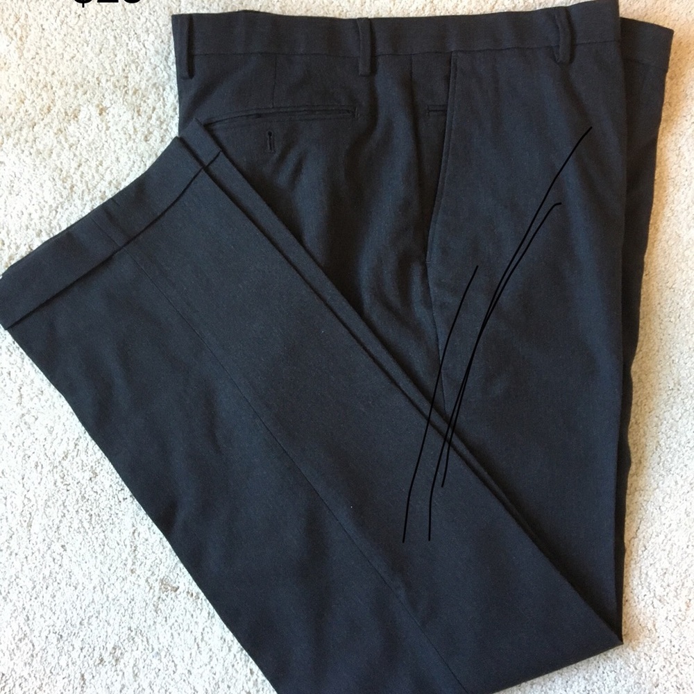 Dark brown, tailored slim-fit dress pants